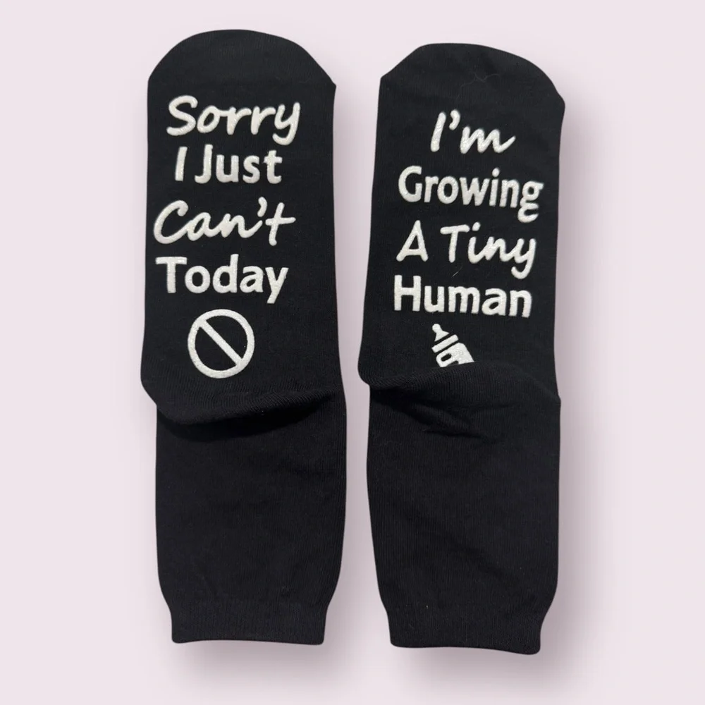 Funny Maternity Socks Pregnancy Gift Baby Shower Novelty Black OS NWOT
